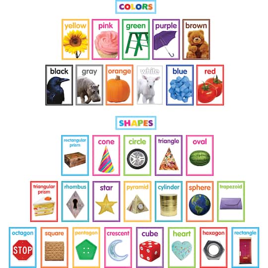 Teacher Created Resources Colorful Photo Shapes &#x26; Colors Cards Bulletin Board Set, 33ct.
